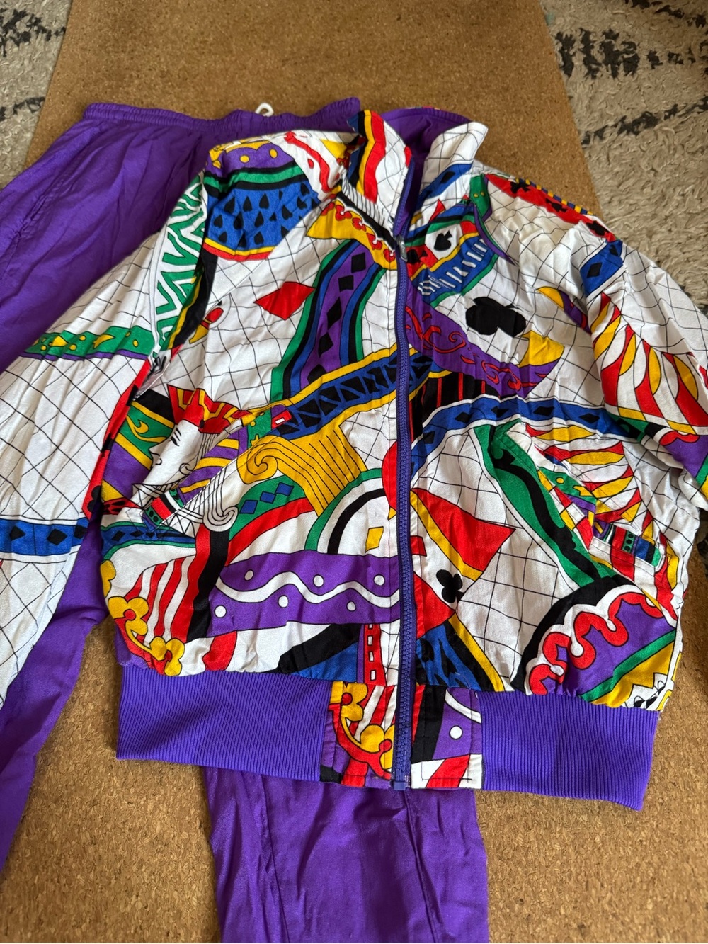 Head Purple Track Joggers with Multicolor Graphic reversible Zip Jacket - Picture 2 of 5